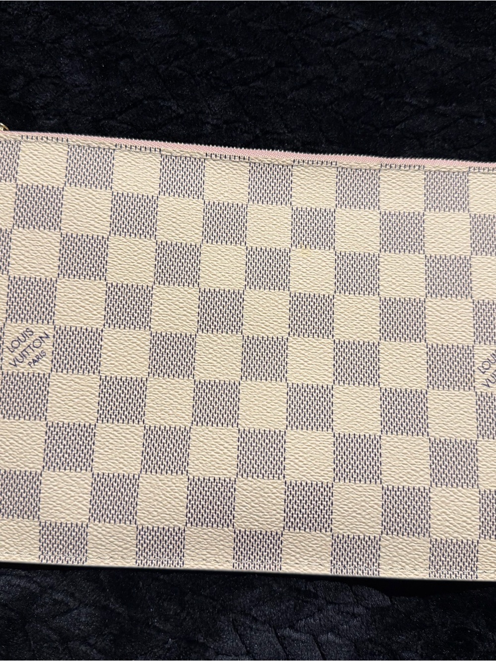 Louis Vuitton Damier Azur Canvas Zip Pouch in Cream and Rose